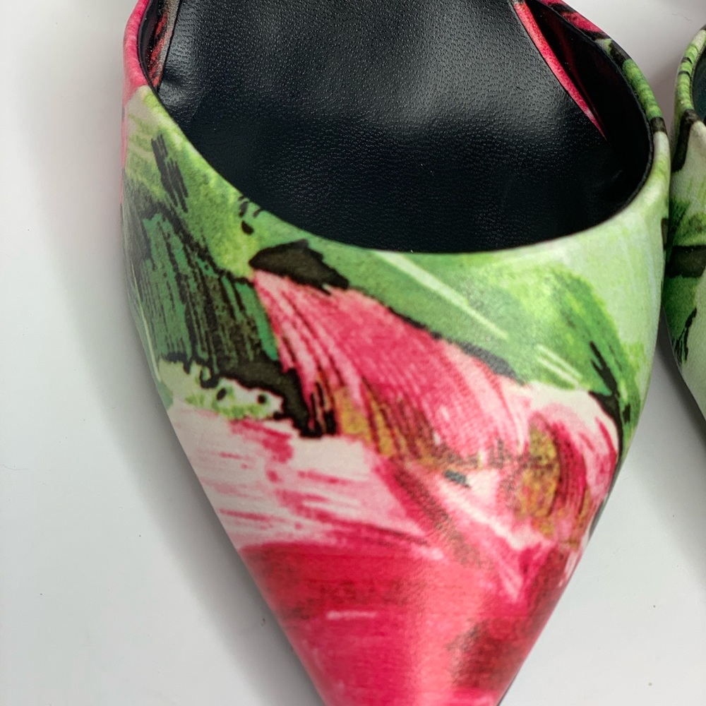 Pink & green rose 👠 Stilettos high heels Size 6 1/2 - Picture 6 of 9